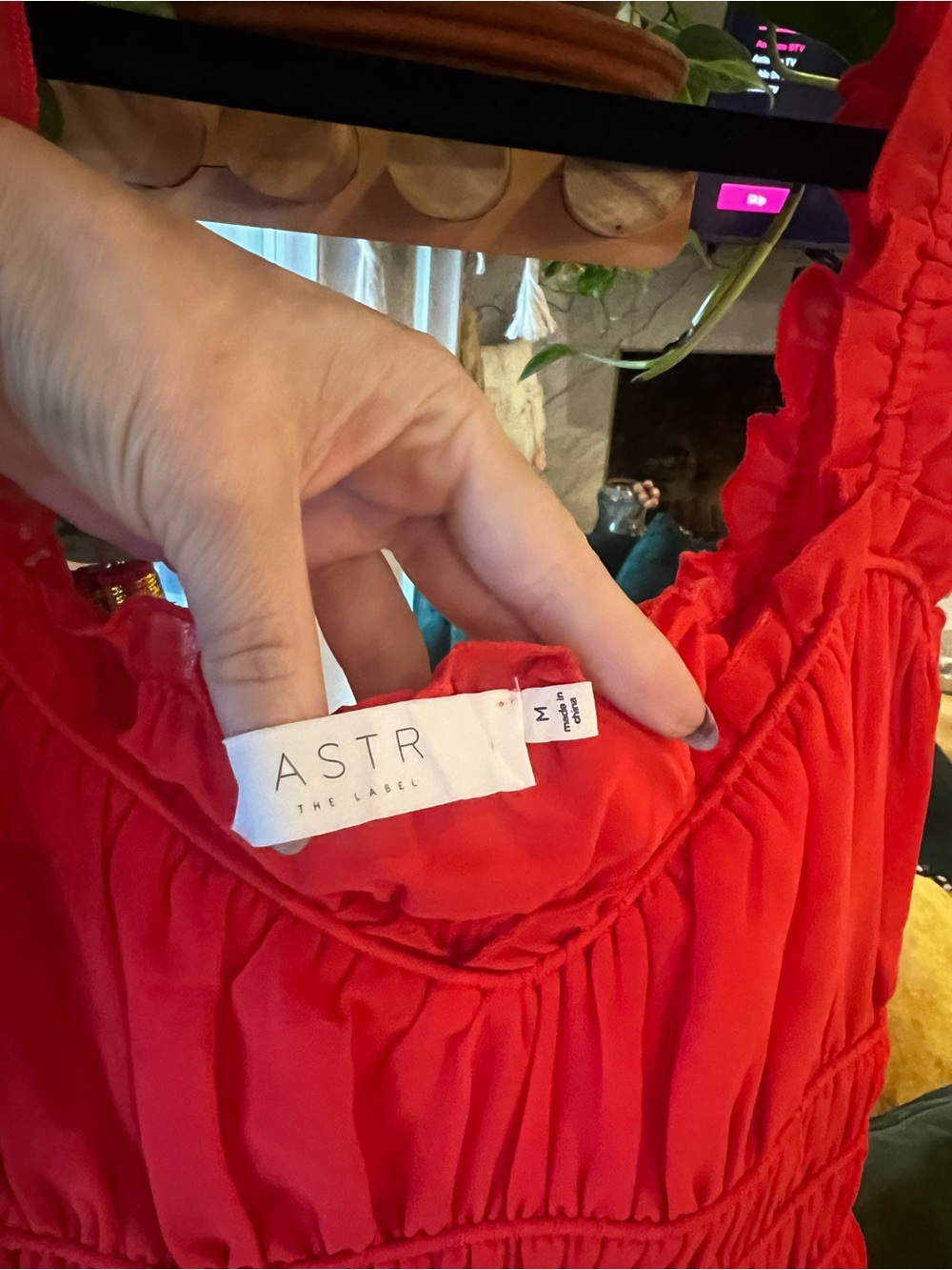 Astr Red Ruffle Crop Camisole - Picture 3 of 5